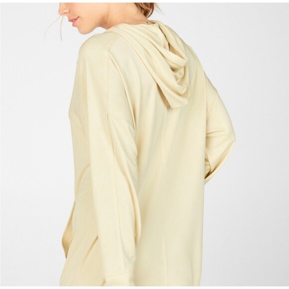 Fabletics Oversized Hooded Tunic Sweatshirt Cream Pale Yellow Women's Size L - Picture 8 of 9